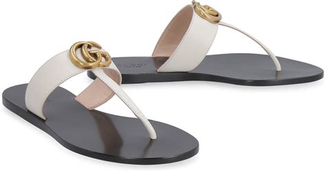 gucci white thong sandals|White Leather Thong Sandal With Double G .